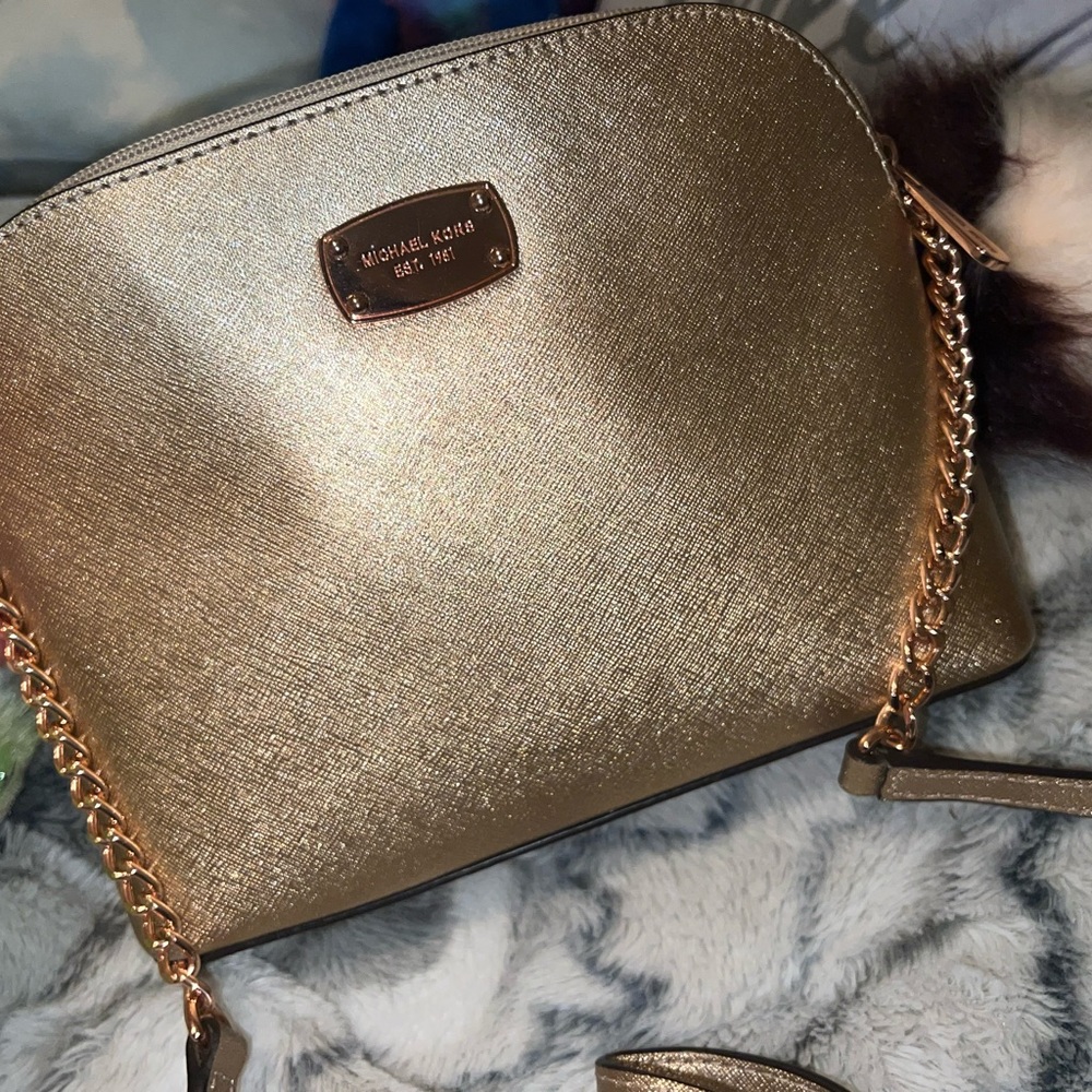 Gold michael kors cross body bag